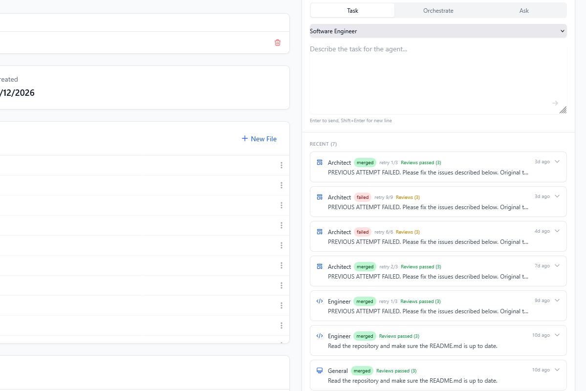 Agent panel showing multiple tasks running in parallel